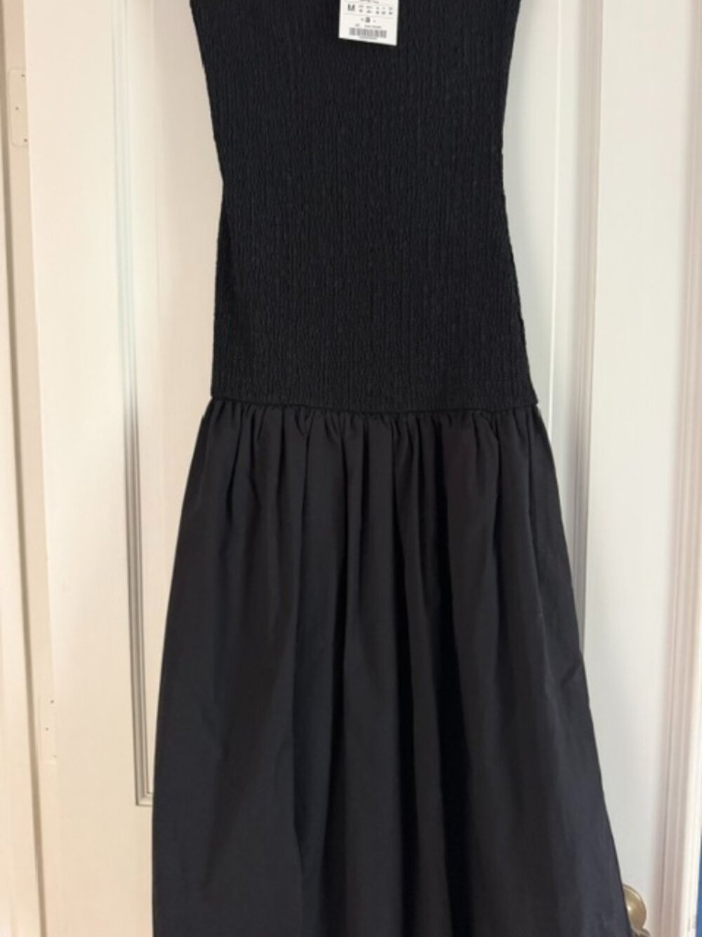 NWT Zara Black Strapless Maxi Dress w/ Elastic-Ruched Top & full skirt - Size M